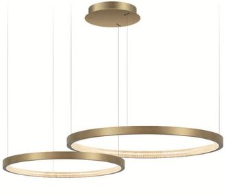 OEM Zing Ring Double 80 B - L&aacute;mpara De Ara&ntilde;a Led 80 Cm, Dos Anillos, Lat&oacute;n Dorado