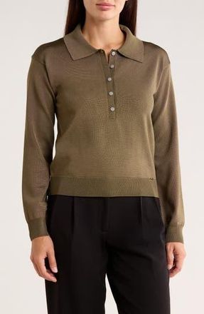 Elie Tahari Solid Polo Sweater in Olive Army at Nordstrom Rack, Size X-Small