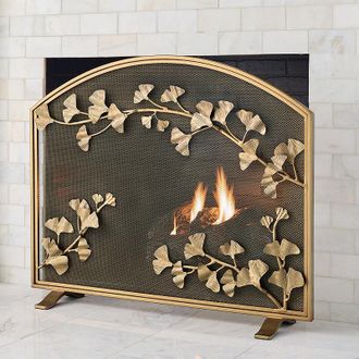 Frontgate Gingko Leaf Mesh Fireplace Screen - Frontgate