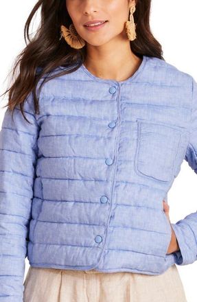 Vineyard Vines Lightweight Linen Puffer Jacket in Jake Blue at Nordstrom, Size X-Small
