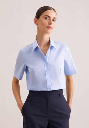 Seidensticker Hemdbluse SEIDENSTICKER, Damen, Gr. 3XL (46), blau (hellblau), 100% Baumwolle, unifarben, regular fit, ohne Ausschnitt, ohne B&uuml;ndchen, Blusen Hemdblus