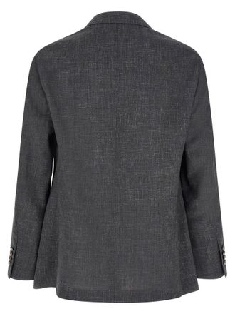 Brunello Cucinelli Flamed Wool Canvas Blazer - Gray
