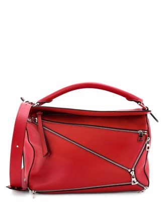 Loewe Puzzle Bag Zipper Embellished Leather Medium satchel - Rood