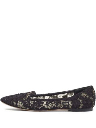Dolce & Gabbana lace ballet flats - women - Calf Leather/Fabric/Mesh - 38 - Black