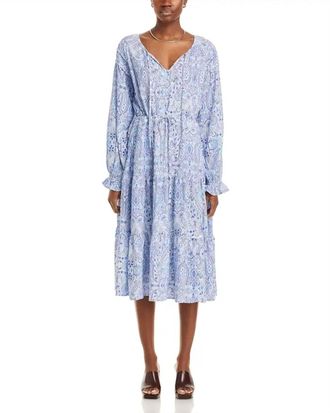 KOKO + MASON Long Sleeve Paisley Maxi Dress In Blue