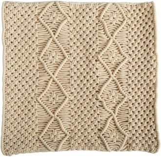 Nearly Natural 16-in Boho Woven Macrame Decorative Pillow Cover in Beige at Nordstrom