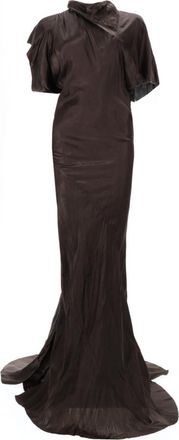 Rick Owens Brown Solid Cowl Neck Maxi Dress