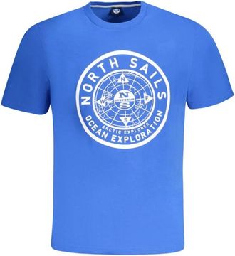 North Sails Blauw Katoenen T-shirt met Nautische Print - Heren - T-shirts - Blauw - XL - Katoen - Tops