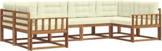 vidaXL Conjunto De Sof&aacute;s De Exterior 6 Uds. Natural Y Crema Vidaxl