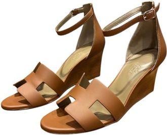 Herm&egrave;s Tan Leather Ankle Legend Sandals Size 38.5