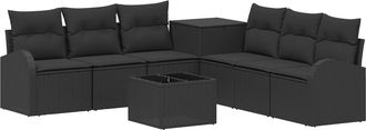 vidaXL Juego De Sof&aacute; 8 Uds. Negro Rat&aacute;n Sint&eacute;tico Y Acero Vidaxl