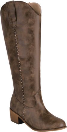 Generic Ladies Retro Cowboy & Equestrian Boots - Western Pull On Tall Boots with a Sturdy Block Heel,Brown,5.5 UK