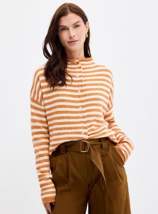 Contemporaine Womens Funnel neck buttoned sweater