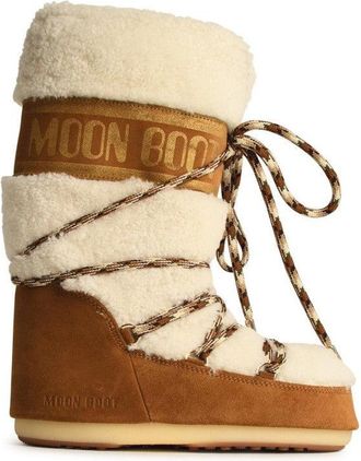 Moon Boot Icon In Beige Shearling Boots