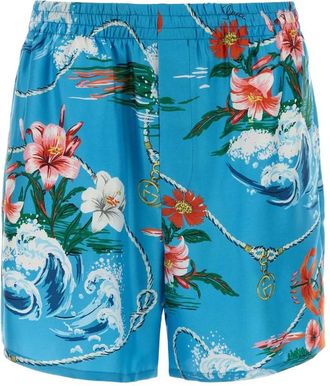 Gucci Floral-print Silk Bermuda Shorts