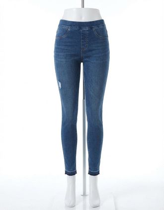 Spanx Womens Distressed Ankle Skinny Jeans In Blue