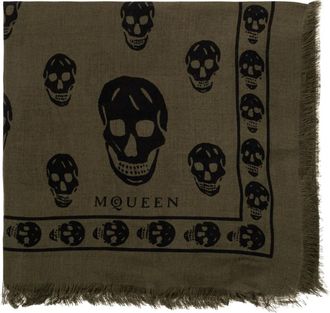Alexander McQueen Klassieke Schedel Sjaal - Heren - Sjaals - Groen - ONE Size - Accessoires