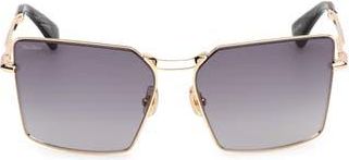 Max Mara 58mm Gradient Rectangular Sunglasses in Shiny Deep Gold /Smoke at Nordstrom Rack