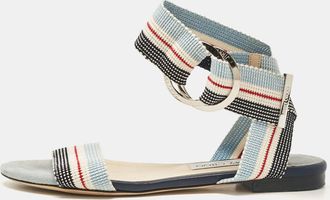 Jimmy Choo London Multicolor Canvas Ankle Strap Sandals