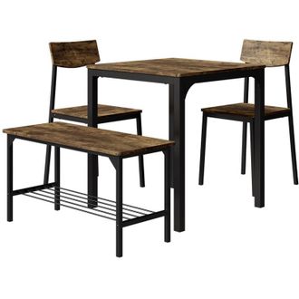Vicco Set di tavoli da pranzo Fyrk, Nero/quercia rustico, 70 x 70 cm 4 parti