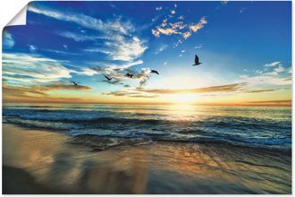 Artland Wandbild »Strand Möwen Meer Sonnenuntergang« Sonnenaufgang & -untergang 1 Stk. tlg. als Alubild, Outdoorbild, Leinwandbild, Poster, Wandaufkleber