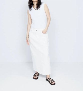 Raey Split Back Organic Cotton Midi Denim Skirt In White