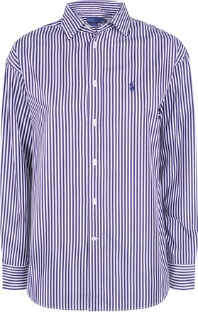 Ralph Lauren Shirt Striped Long Sleeve Champion Purple White