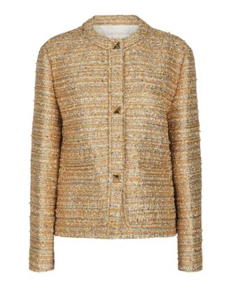 Valentino Embellished Gold Tweed Jacket