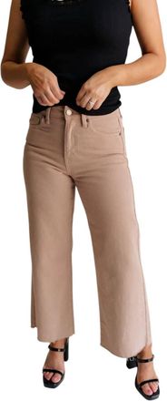 Just USA Lena Wide Cropped Leg Pants In Light Taupe