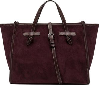 Gianni Chiarini Structured Burgundy Suede Tote Bag with Leather Trim