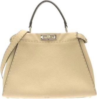 Fendi Pre-owned Selleria Peekaboo Calf Bag - Dames - Vintage Handtas - Beige - ONE Size - Leer - Vintage