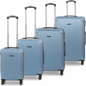 Infinity Leather Harde kofferset met 8 wielen en blauwe ABS-kunststof koffers