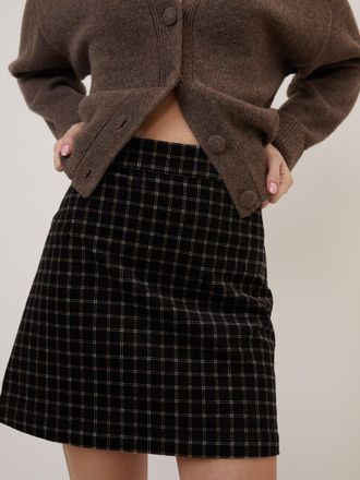 Nobody's Child Black Cord Check Mini Skirt