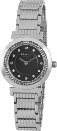 Johan Eric Denmark Djursland Round Silver-tone Steel Black Dial Swarovski Crystal Watch JE1200-04-007B