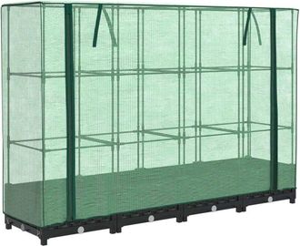 vidaXL Vidaxl - Raised Bed with Greenhouse Cover Rattan Look 160x40x123 cm