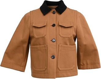 Loewe Corduroy Collar Quarter Sleeve Short Shirt Jacket (Authentic Pre-Loved)