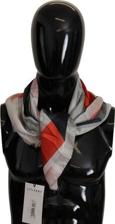 Costume National Womens Silk Scarf Geometric Pattern - Light Grey - One Size