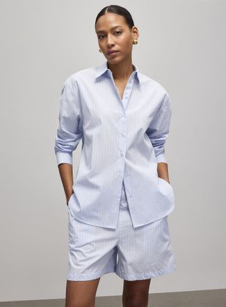 Contemporaine Womens Striped lightweight poplin short Fit: Wide leg, high rise