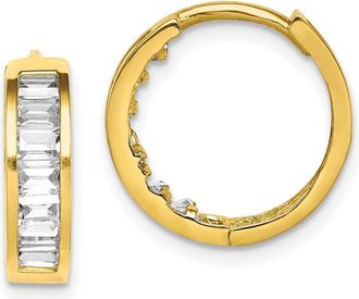 Diamond2Deal 10K Yellow Gold Cubic Zirconia Fancy Hinged Hoop Earrings