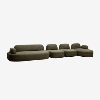 Sklum Sof&aacute; Modular Chaise Longue Derecho De 4 Piezas Con M&oacute;dulo Esquinero Tapizado Giorgia Sklum