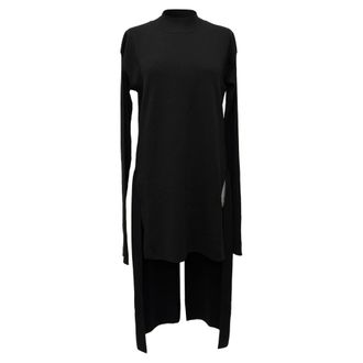 Rick Owens midi-jurk met lange rug in zwarte wol