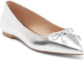 Stuart Weitzman Gabby Bow Flat in Silver at Nordstrom Rack, Size 5.5