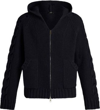 Etro Gebreide hoodie truien - Heren - Vesten - Blauw - L - Truien & Vesten