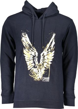 Cavalli Blauwe Katoenen Hoodie voor Mannen - Heren - Hoodies - Blauw - S - Katoen - Hoodies & sweatvesten