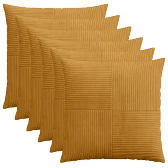 vidaXL Federa 6 Pcs Almelo Giallo 60 X 60 Cm Corduroy Vidaxl