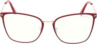 Tom Ford 56mm Butterfly Blue Light Blocking Glasses in Shiny Fucia at Nordstrom