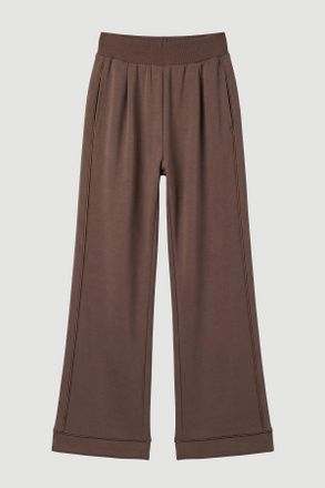 Karen Millen Womens Premium Luxe Wide Leg Jogger - Chocolate Polyamide - Size X-Small
