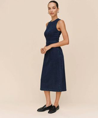 Bella Dahl Zip Back Denim Midi Dress In Artic Wash