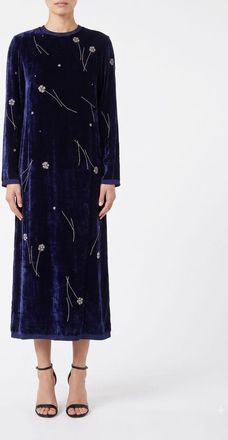 Forte_Forte Floral Embroidered Velvet Midi Tunic with Beads