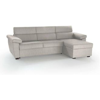 Dmora Divano letto con penisola Tolle, Sof&agrave; angolare trasformabile per salotto, imbottito, sfoderabile, 100% Made in Italy, 285x160 h100 cm, Beige - Dmora